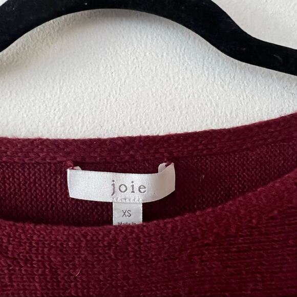 Joie Dannee Ruched Red Cotton Cashmere Blend Sweater - Picture 5 of 6